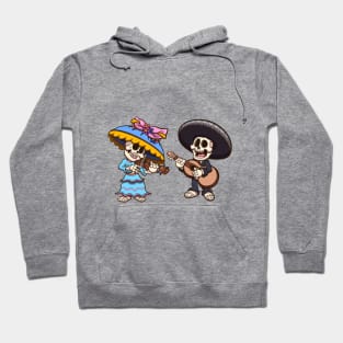 Mexican Mariachi And Catrina Skeleton Playing Music Hoodie